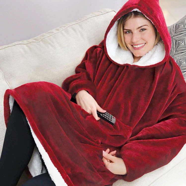 Oversized Sherpa Hoodie Blanket Comfortable Hooded Sweatshirt Blanket